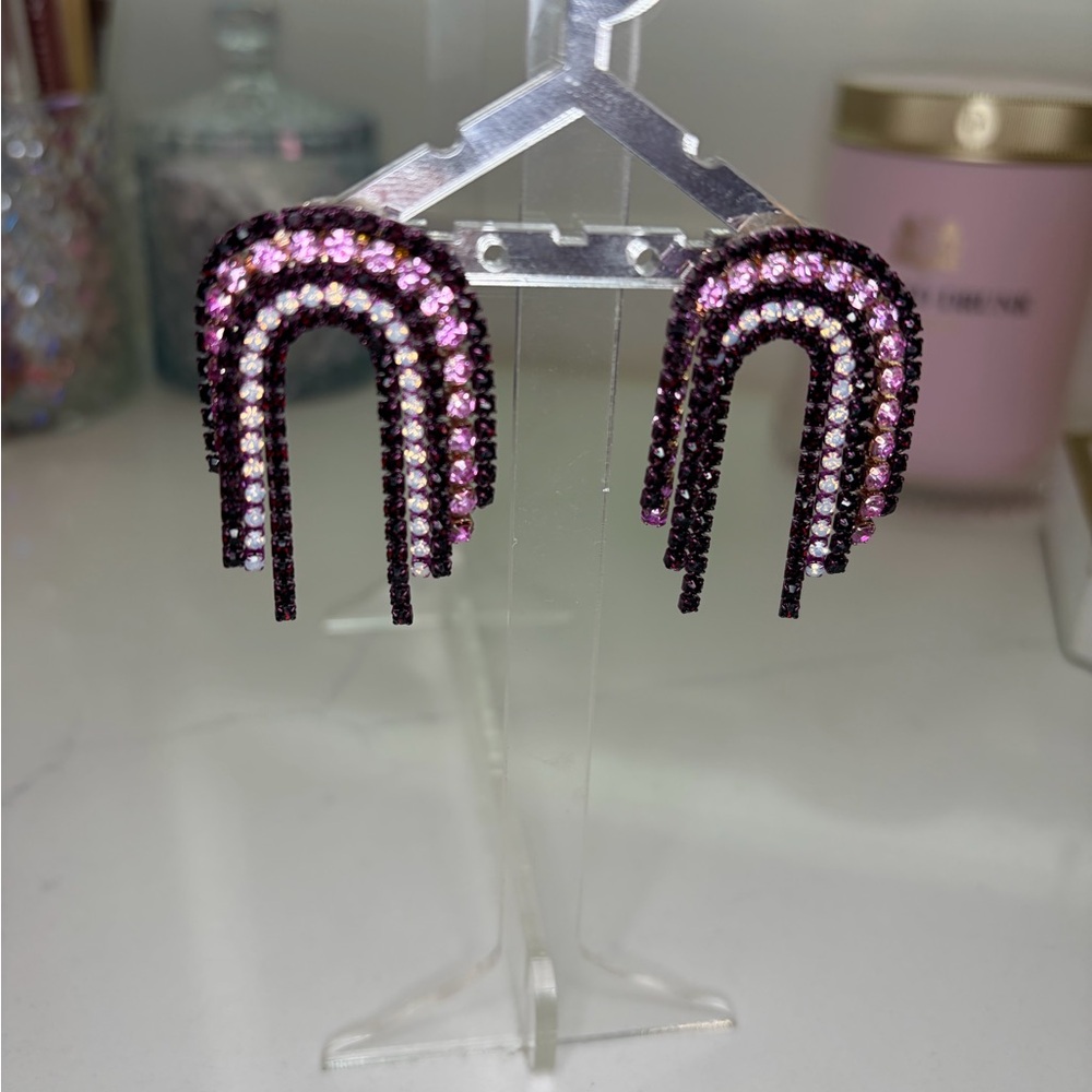 Feed Me Gems/Hair Candy By Han Pink & Purple Earrings